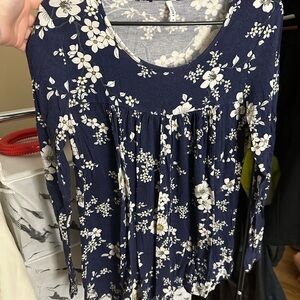 Navy Floral Women's Blouse